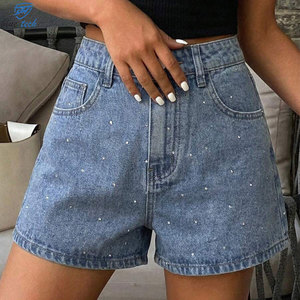 Damen Mid-Waist Jeans-Shorts mit Strass-Verzierung, Atmungsaktiv, Umweltfreundlich, Lässig, Anpassbare Farben, OEM-Fertigung - Product Image 5