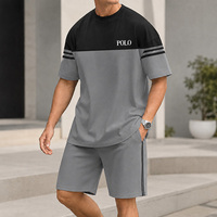 Ensemble de survêtement décontracté unisexe minimaliste avec t-shirt à col rond |   Imprimé estival 100% coton léger respirant à séchage rapide tendance