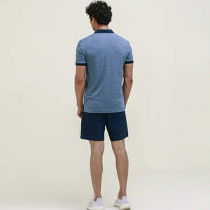 Camisa Polo Azul para Hombre, Diseño de Cuello en Contraste, Algodón Transpirable, Informal, Manga Corta, para Golf, Tenis, Verano - Product Image 4