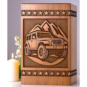 Handmade Rosewood Jeep Urn: Off-Road Mountain Design, Memorial urn Memorial Keepsake by AYAANS - Product Image 4
