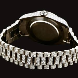 นาฬิกาข้อมือผู้ชายสไตล์ฮิปฮอป ตัวเรือนทรงกลมประดับเพชรโมอิสซาไนต์เต็มหน้าปัด พร้อมฟังก์ชั่นแสดงวันและวันที่อัตโนมัติ หน้าปัดกระจก - Product Image 5