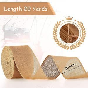 20 Meters 6 Inches 100% Jute Wide <b>Ribbon</b> Eco-Friendly Natural Burlap Fabric Roll Wired Edge Wreaths <b>Christmas</b> Tree Decoration - Product Image 3