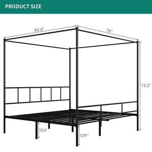 Modern Adjustable Metal Canopy <b>Bed</b> <b>Frame</b> King/<b>Queen</b> <b>Sizes</b> Industrial Design Stable Bedroom Furniture Binh Duong HUY GIA - Product Image 4