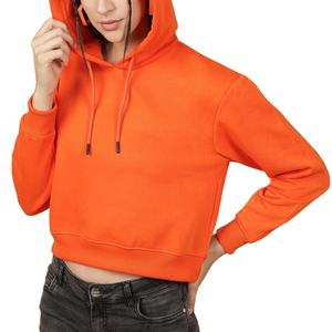 Solid Color Crop Top Wholesale <b>Hoodie</b> <b>Women</b> Sleeve Hoodies Crop Top For Girls Autumn <b>Thin</b> Hooded Cropped Pullover <b>Women</b> 100% - Product Image 3