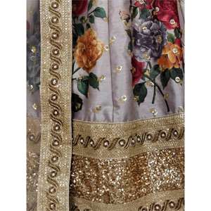 Precioso diseñador gris bordado Lehenga Choli Elegante ropa de fiesta vestidos de noche - Product Image 2