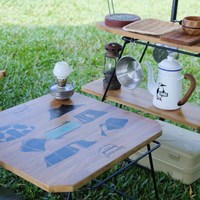 Table de camping pliante moderne de première classe en bois de teck grainé, mobilier d'extérieur pour salle à manger