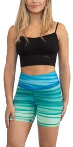 Shorts de sport pour femmes à taille basse élastique, motif floral, respirants, en spandex et polyester tricoté, coupe régulière, séchage rapide, avec cordon de serrage - Product Image 4