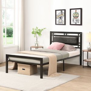 Robusta Struttura Letto in Metallo Stile Moderno, Misura Twin, Comodo Accessorio per Camera da Letto, Colore Nero - Product Image 3