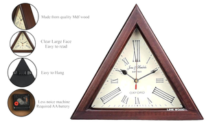 Horloge murale en bois géométrique triangulaire pour la décoration contemporaine de la maison, du salon, de la chambre à coucher et du bureau - Product Image 6