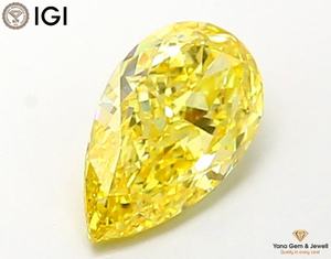 เพชรทรงลูกแพร์ 1.00 กะรัต ผลิตในห้องปฏิบัติการด้วยวิธี CVD พร้อมใบรับรอง IGI สีเหลืองแฟนซีสดใส ความสะอาดระดับ VVS2 สำหรับจี้หรูหรา - Product Image 1