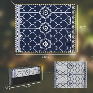 Tappeto da Esterno Reversibile 3x2,4m in Paglia PP con Luci LED, Borsa per il Trasporto e Picchetti da Terra - Product Image 2