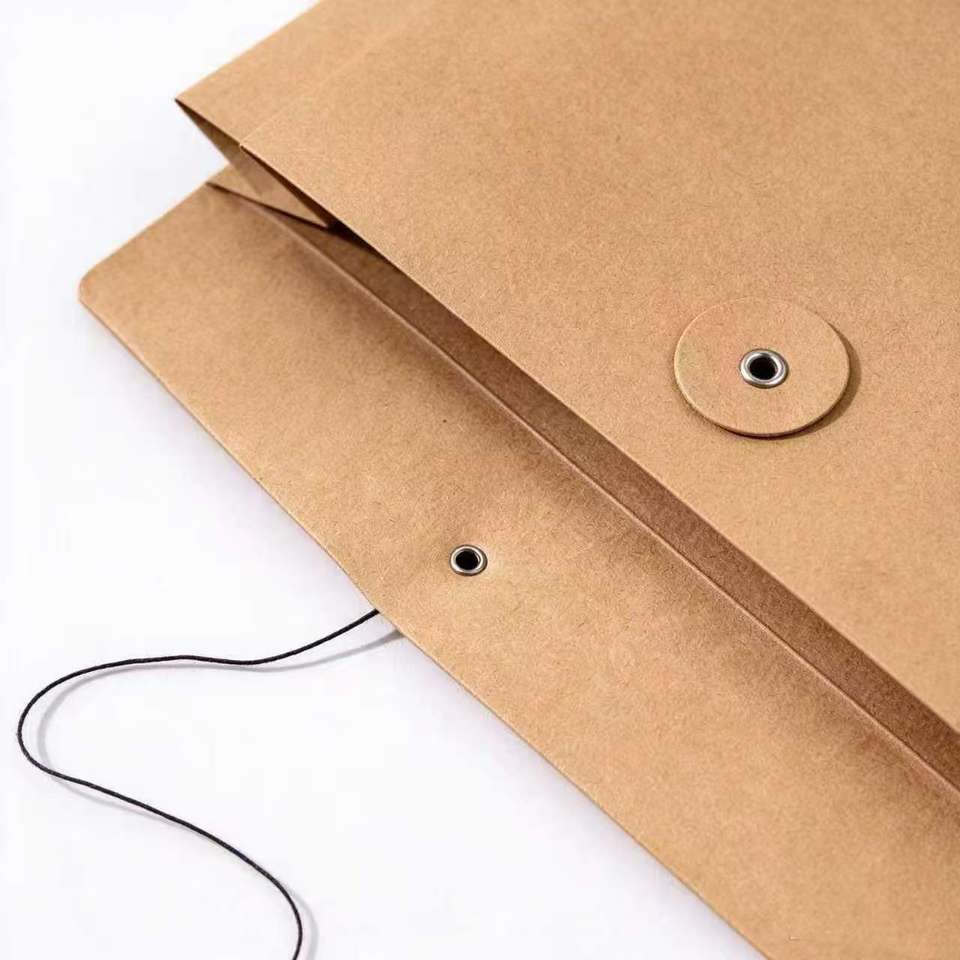 Classic Kraft Paper Envelope Folder Custom Logo Button String Closure ...
