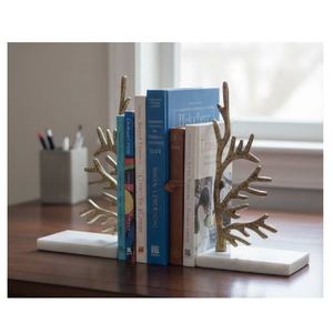 Sujetalibros de Aluminio Pulido con Hoja Dorada Antigua, 27x23cm, Organizador de Escritorio para Estudio/Hogar, Regalo para Amantes de los Libros, Sala de Estar - Product Image 3