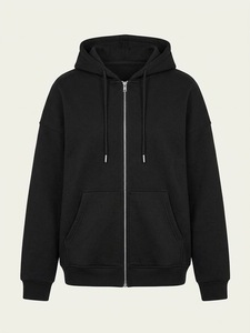 Black Plus Size Women's Full <b>Zip</b> <b>Hoodie</b> Fleece Sweatshirt Long Sleeve Pullover with Front <b>Pockets</b> - Product Image 5