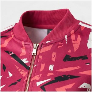 Women's <b>Pink</b> Geometric Print <b>Tracksuit</b> Full Zip Jacket & Jogger Pants Set Sporty Autumn Wear Breathable Polyester Cotton - Product Image 4