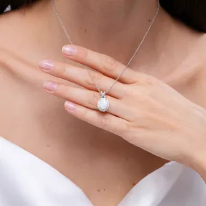 Top Quality Most 14K Solid Gold IGI Certified Natural 0.4 Ctw <b>Opal</b> & 0.2 Ctw Diamond Bowknot Style Pendant Link Chain <b>Necklace</b> - Product Image 3