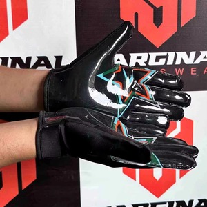 New Arrival Full-Finger Breathable Lightweight Anti-Slip American Football Receiver Gloves Adjustable <b>Wrist</b> <b>Strap</b> Hook Loop - Product Image 5