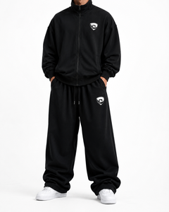 Black Breathable <b>Lightweight</b> <b>Hoodie</b> Jogger Set Contrast Panel Pullover Tracksuit Custom Logo Winter Casual Sportswear - Product Image 3