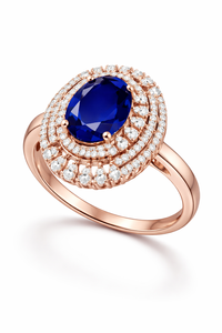 Anillo de Cóctel de Lujo para Mujer, con Halo de Diamantes Ovalados, Oro de 14K, Diamante Natural de 1.2 CT, Joyería para Compromiso y Fiesta, 138 Piezas - Product Image 2