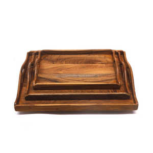 Opulent Charm Set de plateaux de service en bois artisanal Plateaux en bois d'acacia et de sheesham de qualité supérieure avec poignées pour une utilisation élégante à la maison et à l'hôtel - Product Image 3