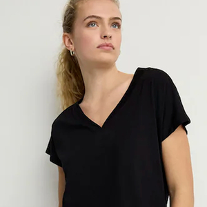 T-shirt en molleton unisexe bleu marine à col rond, manches courtes, coupe classique, couleur unie, 100% coton, respirant, écologique - Product Image 6