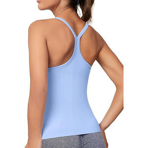 Six Trend Sports Débardeur pour femme bleu clair à col rond, couleur unie, tricoté en polyester/coton, décontracté, écologique, respirant, coupe classique - Product Image 5