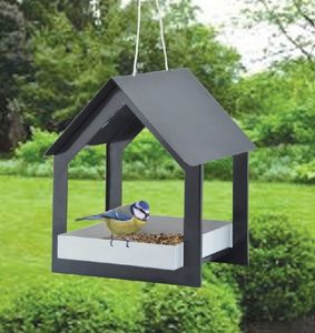 Casa para pájaros colgante de metal para jardín, comedero decorativo de hierro, jaula para pájaros, casa para pájaros de exterior, casa para pájaros colgante de metal. - Product Image 4