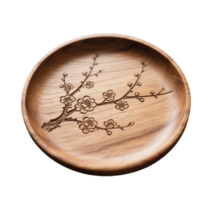 จานผลไม้ไม้ทรงกลมอะคาเซียขนาด 25 ซม. แบบกำหนดเองได้ หลายแบบให้เลือก ถาดไม้เนื้อแข็ง จานซอสขนาดเล็ก จานไม้ดีไซน์สร้างสรรค์ - Product Image 1