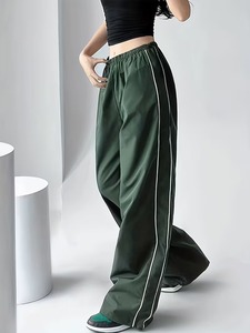 Casual Wide-Leg <b>Pants</b> with a Lazy Style And Side White Stripes Featuring an Elastic Waistband for a Loose And Fit - Product Image 6
