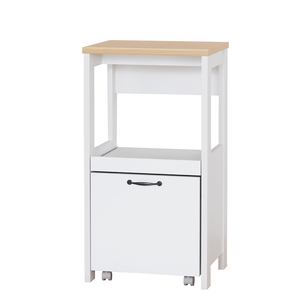 Modern <b>White</b> Shirai Wood Storage Cabinet 1 Drawer 1 <b>Shelf</b> Living Room Furniture American Vintage Style Flat Panel Door Wheels - Product Image 1