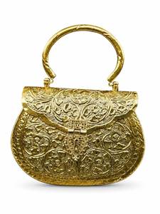 Bolso de mano plateado con estampado floral y correa de cadena, diseño tradicional hecho a mano - Product Image 5
