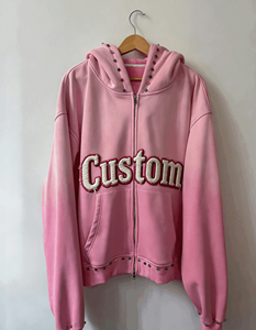 Sudaderas con Capucha de Forro Polar para Hombre, Nueva Moda Básica, Mezcla de Algodón y Poliéster, Precio al por Mayor Personalizado, Detalle de Diamantes de Imitación, Alta Calidad - Product Image 3