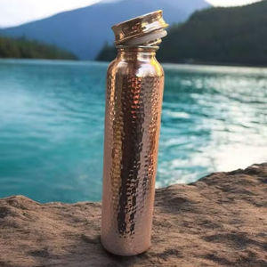 <b>Copper</b> Water <b>Bottle</b> Set Handmade Solid <b>Copper</b> <b>Drinking</b> <b>Bottles</b> With Lids Portable Travel Use Vintage Design Home Use - Product Image 2