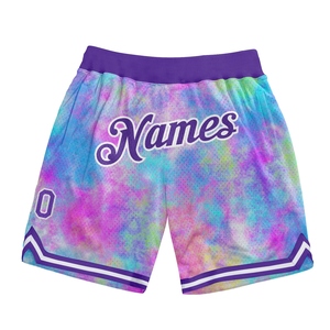 Venta al Por Mayor Directa de OMMIZ INDUSTRY, Pantalones Cortos de Baloncesto Auténticos con Degradado de Acuarela 3D en Morado y Blanco, Personalizados y de Alta Calidad - Product Image 1