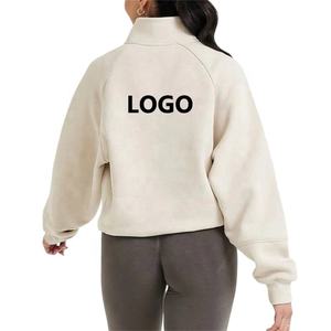 Wholesale Custom Logo Adjustable Hem Cord Half <b>Zip</b> Pullover Classic Essentials Lounge Oversized Women's <b>1</b>/<b>2</b> <b>Zip</b> <b>Sweatshirt</b> - Product Image 3