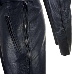 Pantalones de protección para motociclistas Samroz Sports para hombre, de cuero premium negro, con cremallera lateral. - Product Image 6