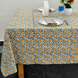 Printed Cotton Linen <b>Tablecloth</b> <b>Green</b> Yellow Plant Pattern Classic Style Washable Home Use Rectangle Cover - Product Image 6