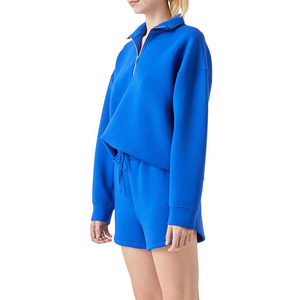 Conjunto de sudadera con capucha de lunares para mujer, conjunto informal de dos piezas, top corto de manga larga y pantalones deportivos, corte holgado para todas las estaciones - Product Image 3
