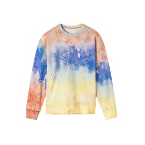 Vêtements de sport d'hiver écologiques, sweat-shirt à col rond en molleton 100% coton tie-dye pour hommes, respirant - Product Image 1