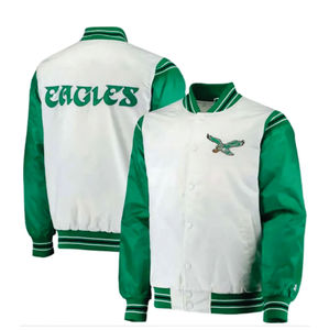 เสื้อแจ็คเก็ตบอมเบอร์วาร์ซิตี้แฟชั่นคุณภาพสูงสำหรับผู้ชาย ลายทีมอีเกิลส์  ผ้าซาติน 100% สำหรับฤดูหนาว - Product Image 2