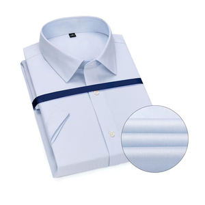 เสื้อเชิ้ตผู้ชายสีขาวลายทาง แขนยาว ปกคอปก ผ้าป๊อปลินกันยับ ติดกระดุม สำหรับฤดูใบไม้ผลิ - Product Image 3