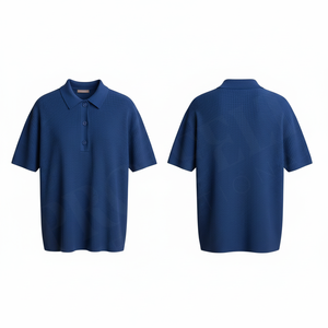 Polo rouge uni à manches courtes en coton côtelé, coupe décontractée, respirant, avec logo brodé personnalisé, idéal pour l'été - Product Image 5