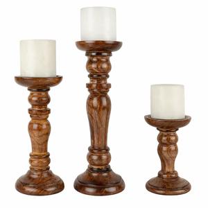 Juego de 3 Portavelas de Madera de Mango Hechos a Mano de Lujo, Color Quemado, Calidad Óptima a Precio Directo de Fábrica de un Vendedor Reconocido - Product Image 2