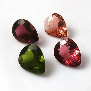 Sapphire Gems International Ensemble de 4 pierres précieuses de tourmaline naturelle multicolore du Mozambique de 8,45 carats, taille poire, assorties, en vrac - Product Image 1