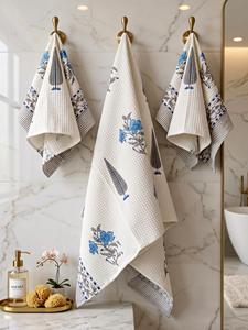 Premium Quality Waffle <b>Towel</b> <b>Set</b> 1 Bath + 2 Hand <b>Towels</b> Soft Absorbent Cotton for Hotel Home Spa Available At Wholesale Price - Product Image 4