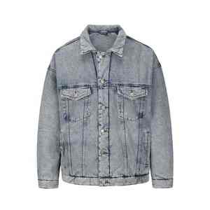 Veste en jean pour homme de qualité supérieure pour le printemps et l'automne, fermeture à boutons avec poches, coupe ample, tissu tricoté rembourré en coton. - Product Image 1