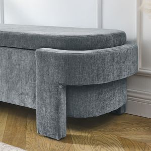 Large Storage Grey Chenille Upholstered <b>Bench</b> for Living Room <b>Entryway</b> and Bedroom 51.5 X 20.5 X 17 - Product Image 3