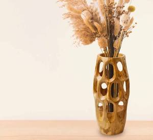 Jarrón de Madera Estilo Art Deco, Ecológico, Hecho a Mano, Decoración para Cumpleaños y Aniversarios, 4"-6" de Diámetro - Product Image 1