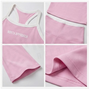 North Approach 2 Piece Yoga Set Pink Racerback Crop Top High Waist Full Length <b>Flared</b> <b>Leggings</b> Breathable Sportswear - Product Image 4