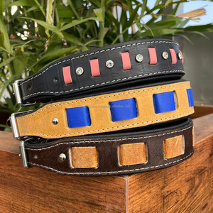 Brand OEM Factory Wholesale High Quality Luxury Dog Collars Crocodile Pattern Genuine Leather Rivets Pet Collars for Cats Dogs - Product Image 3
